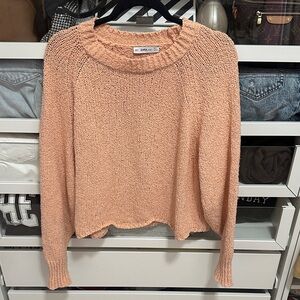 ZARA Pink Crewneck Knit Sweater